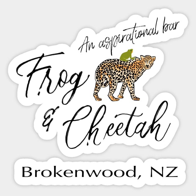 Frog & Cheetah, Brokenwood Sticker by FunandWhimsy